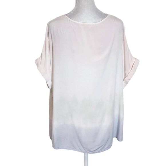 Entro Pink, Blue, and Green Ombre Boho Blouse with Crochet Accent Size Large - Picture 2 of 9